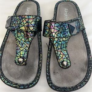 Alegria Carina Tectonic Iridescent Metallic flip flops sandals